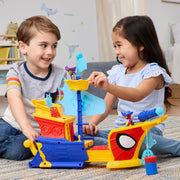 Hasbro Spidey and His Amazing Friends Water-Webs Webs Ahoy Bubble Pirate Ship Playset with 3-Inch Action Figures, Extending Hull, Wave-Simulating Wheels, Bubble Maker, 17 to 21 in