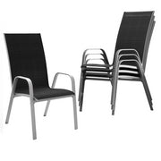 JUSTLET Set of 4 Patio Dining Chairs, Space Saving Stackable Outdoor Armchairs, Black