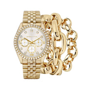 Kendall + Kylie Ladies Gold Tone Metal Strap Analog Watch and Stackable Bracelets Set