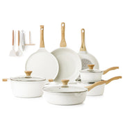 SENSARTE SA-YJ7-WHITE-7PCS Ceramic Nonstick Pots and Pans Set, 22 Pieces