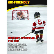 Kasifei Mini Hockey Goal with Heavy-Duty Steel Frame and Shooter Tutor, 30 x 20 in, Red