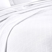 Home City Inc. Basketweave Cotton Matelass Bedspread and Sham Set, 100% Cotton Jacquard, White, King