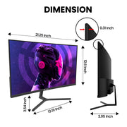 CRUA Curved Gaming Monitor, 24-Inch FHD 1920x1080 VA Panel, 180Hz Refresh Rate, 1ms Response, AMD FreeSync, Low Blue Light, Tilt Adjustable, VESA 75x75mm, Black, CR240DM