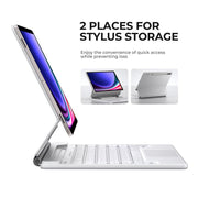 Dexnor Tablet Keyboard Case for Samsung Galaxy Tab 12.4 in with Floating Cantilever Magnetic Stand, Multi-Touch Trackpad, Backlit Keys, Dual S Pen Holders, White, 2654341