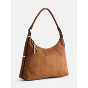 Scenario Women's Top Zipper Shoulder Bag, Faux Suede, Autumn Brown, Adjustable Shoulder Strap