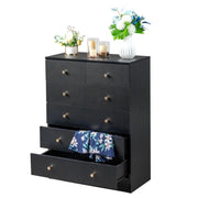 UBesGoo 6 Drawer Wood Dresser for Bedroom, Black