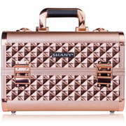 SHANY Premier Fantasy Professional Makeup Train Case, Rose Gold, Lockable Cosmetic Organizer with 3 Expandable Trays, Brush Holder, Mirror, Shoulder Strap, SH-C20-RGD