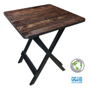 Ozark Trail Folding Outdoor Camp Side Table, Adjustable Height 19 to 21 in, Brown Wood Print, Lightweight Plastic