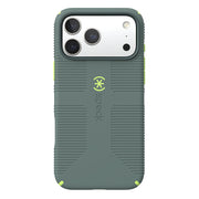 Speck CandyShell Grip +MS Case for iPhone 17 Pro Max, Dual-Layer Protection, MagSafe Compatible, Neo Drab and Glow Green
