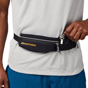 Nathan Mirage Sport Belt, Adjustable Elastic Fit, Two Expandable Zipper Pockets, Plastic Buckle Closure, Black