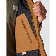 Carhartt Men's Washed Duck Insulated Active Jacket, Brown, X-Large Tall, Hooded, Loose Fit, 104050-BRNXLT