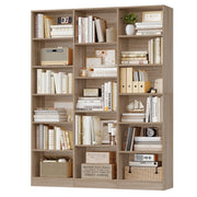 Homfa Triple Row 6-Tier Bookshelf, 74 in Tall, 17 Open Display Shelves, Large Bookcase, Light Oak