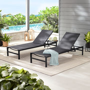 Mainstays Dashwood Outdoor Chaise Lounger Set of 2, Black Steel Frame, Breathable Sling Fabric