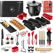 Craftzee Sushi Making Kit, 42-Piece Stainless Steel, Bamboo, Silicone Set with Rice Cooker, Molds, Knife, Bamboo Mat, Recipe Book, CZ91731