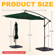 Fundaze 10ft Patio Umbrella Hanging Cantilever Offset, Adjustable Tilt, Green Polyester Canopy, Iron Frame