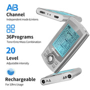 INSMART Portable TENS Unit Muscle Stimulator with 36 Modes, Dual Channel, Rechargeable, LCD Display, Compact Design
