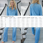 Womens Denim Pajamas Set, Soft Stretch Milk Silk and Spandex Fabric, Relaxed Fit Top, Flowing Lounge Pants