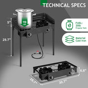 Ktaxon 2 Burner 150000 BTU Cooker Outdoor, w/ Wind Panel