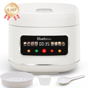 Bluebow Digital Rice Cooker 8-in-1 Smart Multi-Cooker 5.3QT Non-Stick Inner Pot White