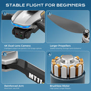 KMT Drone with 4K FPV Camera, Brushless Motor, 40-Min Flight Time, Headless Mode, 360 Flip, Foldable Design, Silver