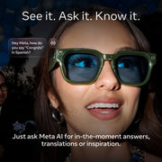 Meta SK-1001886-01 Adventurer Classic Black AI Smart Glasses with Adaptive Transitions Grey Lenses, Built-In Voice Assistant, Hands-Free Camera, Open-Ear Speakers