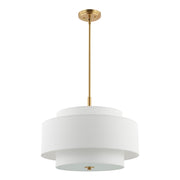Safavieh Cambrie 3-Light Modern Brass Gold Iron Chandelier with Off-White Fabric Shades, Adjustable Height 26.5-56.5 in, CHA4021A