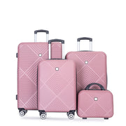 Tripcomp 2302-4Pink 4 Piece (14/20/24/28) Hardside Suitcase with Spinner Wheels (Pink)