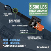 CargoBuckle G3 Retractable Ratchet Tie-Down 2-Pack