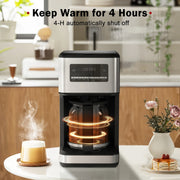 General Coffee Maker Drip Machine 14-Cup Glass Carafe 24-Hour Programmable Brewer Keep Warm Stainless Steel, Silver