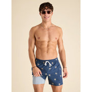Chubbies The Midnight Palms 5.5 Classic Lined Swim Trunk, Navy, Polyester Spandex, Relaxed Fit, 126251-14