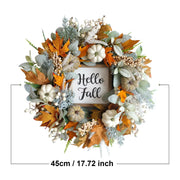 SmartBuyLife 18 Inch Artificial Fall Wreath with Autumn Maple Leaves, White Pumpkins, Berries, and Pinecones