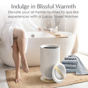 Pure Enrichment PureBliss Luxury Towel Warmer, Extra Large 20L Capacity, White and Brushed Gold, Modern Bucket Design, 4 Heat Timer Settings, Auto Shut-Off, PETWLWM-WG