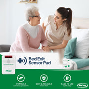 Smart Caregiver Cordless Bed Exit Monitoring System Alarm with Wireless 10in x 30in Weight-Sensing Bed Pad, 300ft Range, Adjustable Volume, White RP-433BR1-SYS