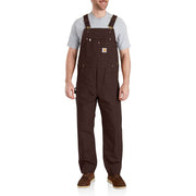 Carhartt Men's Iconic R01 Duck Bib Overalls, Heavyweight 12-Ounce Cotton Duck, Dark Brown, 42W x 30L, 102776-DKB