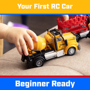 Force1 Mini Firefighter RC Truck 2-Pack, 1:64 Scale Spray and Lift Fire Trucks with LED Lights, Rechargeable, 2.4GHz Remote Control