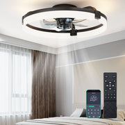 CONCETTA Low Profile Ceiling Fan with Dimmable LED Light, 19in Flush Mount Bladeless Design, Reversible Motor, Quiet 6-Speed Operation, Black, WMCOKT-AC-DSV4CDS-19D7BK