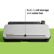 FoodSaver Premier Multi-Use Vacuum Sealer with Handheld Vacuum and Heat Sealer Combo, Stainless Steel, Built-In Roll Storage with Cutter, 4 Custom Settings, 2093601