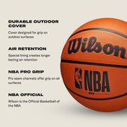 Wilson NBA DRV Outdoor Basketball, Durable Molded Rubber, Multicolor, Size 7 29.5 in, WZ3016401XB7