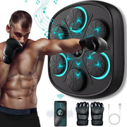FASDUNT Smart Music Boxing Machine with LED Lights, Bluetooth, Adjustable Height, Black