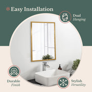 Hamilton Hills Black Framed Wall Mirror, 30 x 40 Inch, Large Modern Rectangular Floating Glass Panel, Solid Wood Backing, Versatile Horizontal or Vertical Mounting