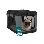 FurHaven Collapsible Pet Crate, Portable Travel Crate with Panoramic Mesh Panels, Black, Large, 24 lb Limit, 24 x 16.7 x 16.5 in, 50050