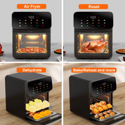 Bluebow 12QT Air Fryer Convection Oven With 10-in-1 Multi Function Visible Window Touchscreen, Black