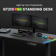 GTRACING Adjustable Height RGB Electric Sit or Stand Computer Desk w/LED Lights, Black