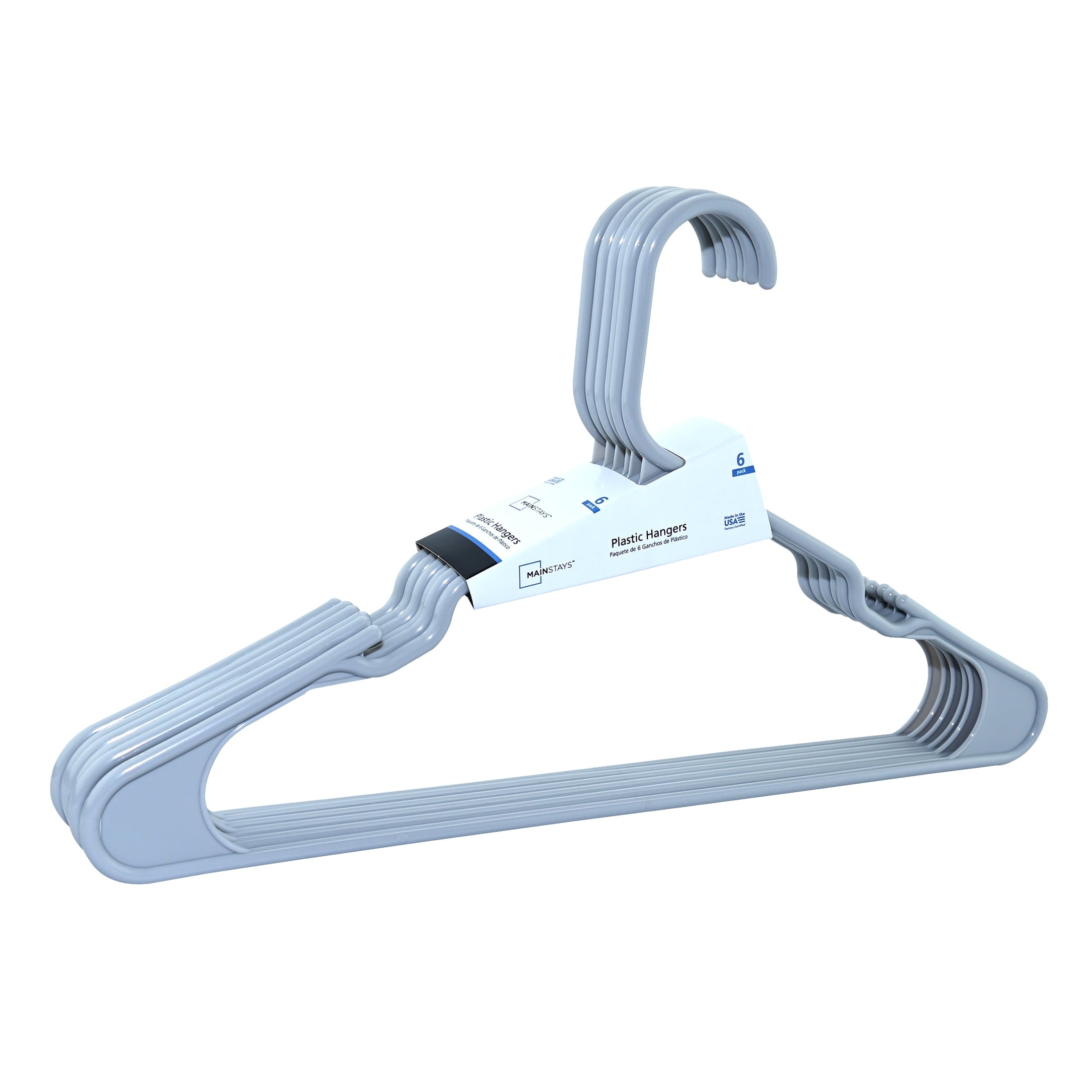 Mainstays MS55100136480P6 Plastic Clothes Hangers, Gray, 6-Count – VIP ...