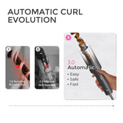 TYMO CURLPRO Automatic Curling Iron, 1 Inch Tourmaline Ceramic Barrel, Auto-Rotating, Adjustable 320F-410F Heat, Black Fade