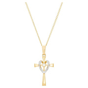 Brilliance Fine Jewelry Cubic Zirconia Cross Heart Pendant Necklace in 14K Gold-Filled, 18
