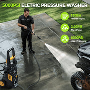 HOMSHADE 1800W Electric Pressure Washer, 5000 PSI, 3.0 GPM, Portable with 4 Nozzles, 25ft Cord, 23ft Hose, PW80