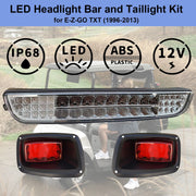 Partiue LED Golf Cart Light Kit for EZGO TXT 1996-2013, 12V Headlight Bar with Left and Right Taillights, Wiring Harness Included, Fits Gas and Electric Models