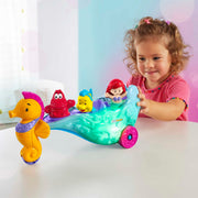 Fisher-Price HMX83 Disney Princess Ariel's Light-Up Sea Carriage Musical Vehicle with 2 Figures