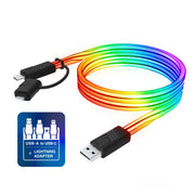 TYPE S Charge & Glow LED Charging Cable USB-A to USB-C with Lightning Adapter 3 ft 15W Fast Charging 10+ Light Modes Adjustable Brightness AC535224